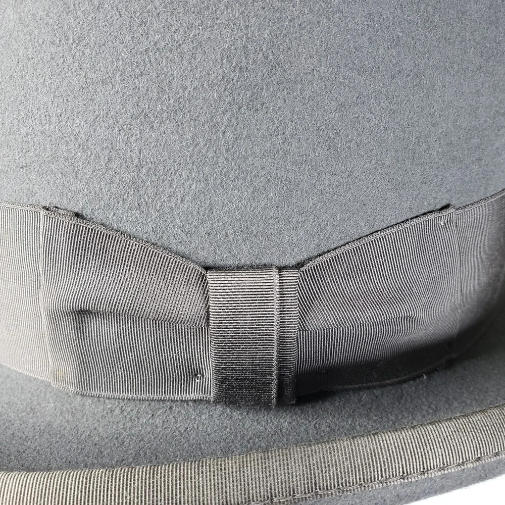 Beaver Hats Hat Brim Band Genuine Fur Felt 7 1/8 Gray Men 5X USA Made